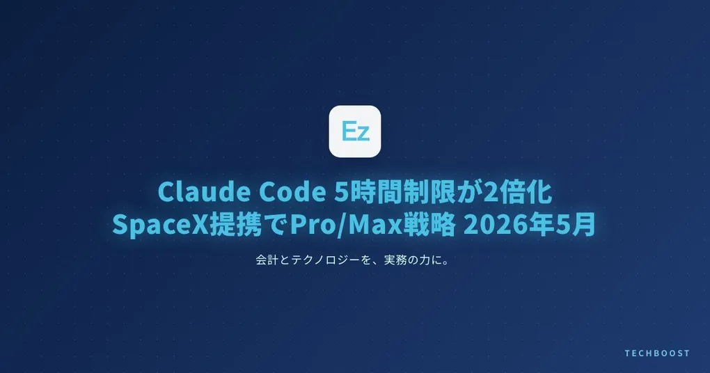 Claude Code 5時間制限が2倍化＋ピーク時間帯削減も撤廃 — SpaceX Colossus 1 提携でPro/Max が取るべき戦略 2026年5月版
