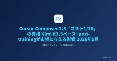 Cursor Composer 2.5「コスト1/10」の真相とAIコーディングツール最適戦略：Kimi K2.5ベース+Cursor post-trainingが市場に与える影響【2026年5月】