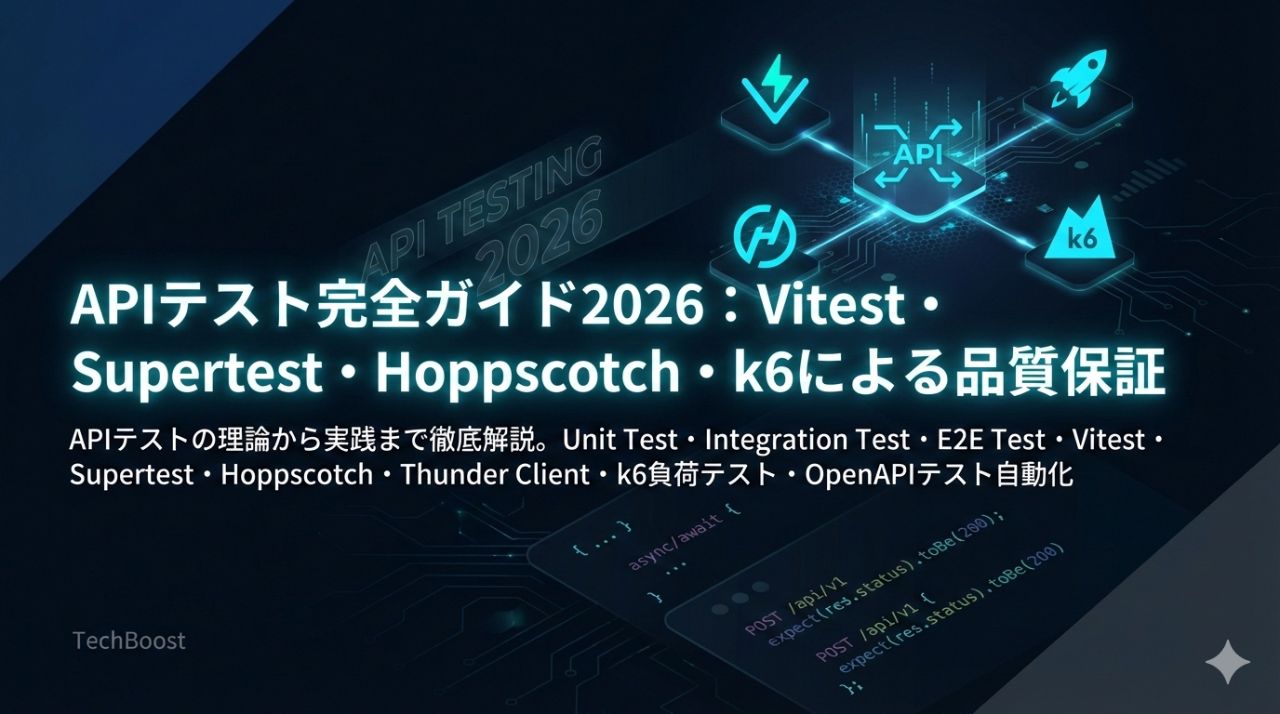 APIテスト完全ガイド2026：Vitest・Supertest・Hoppscotch・k6による品質保証
