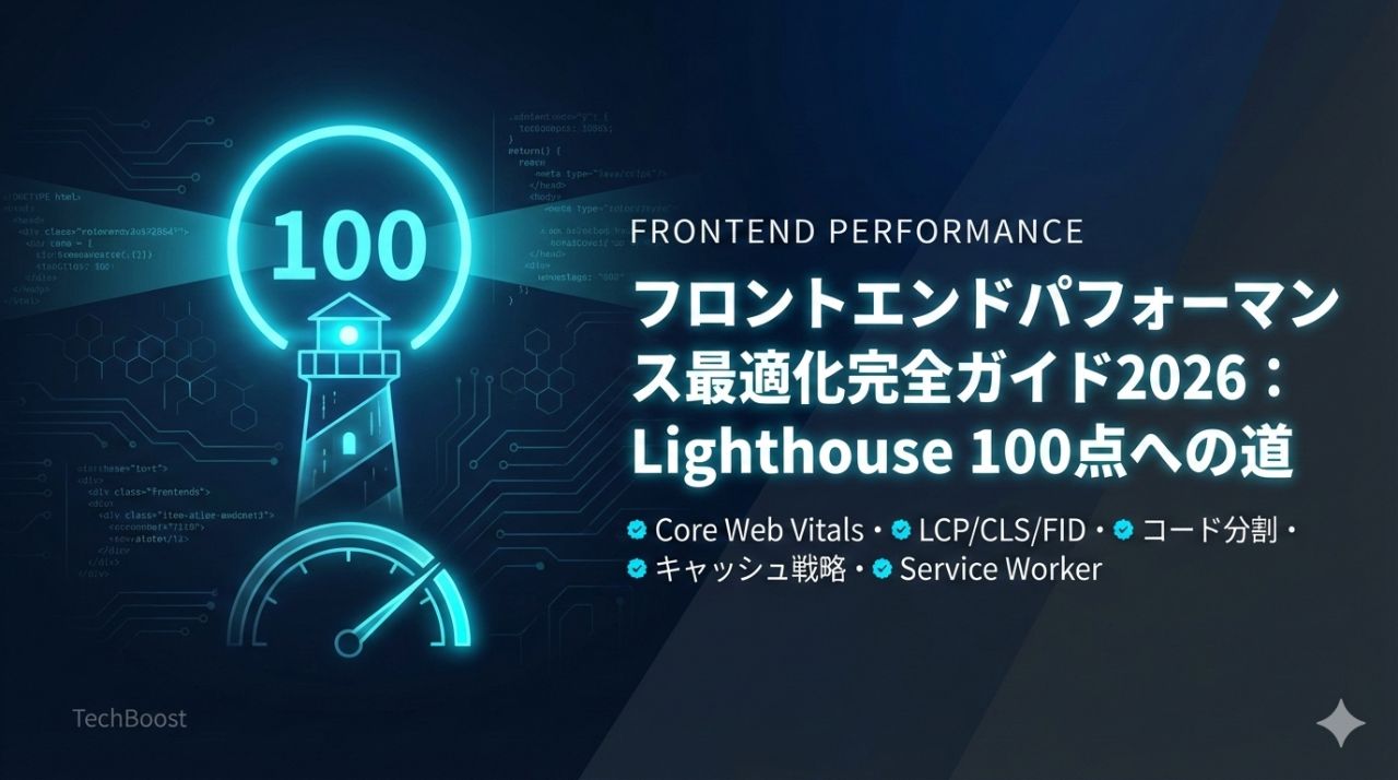 フロントエンドパフォーマンス最適化完全ガイド2026：Lighthouse 100点への道
