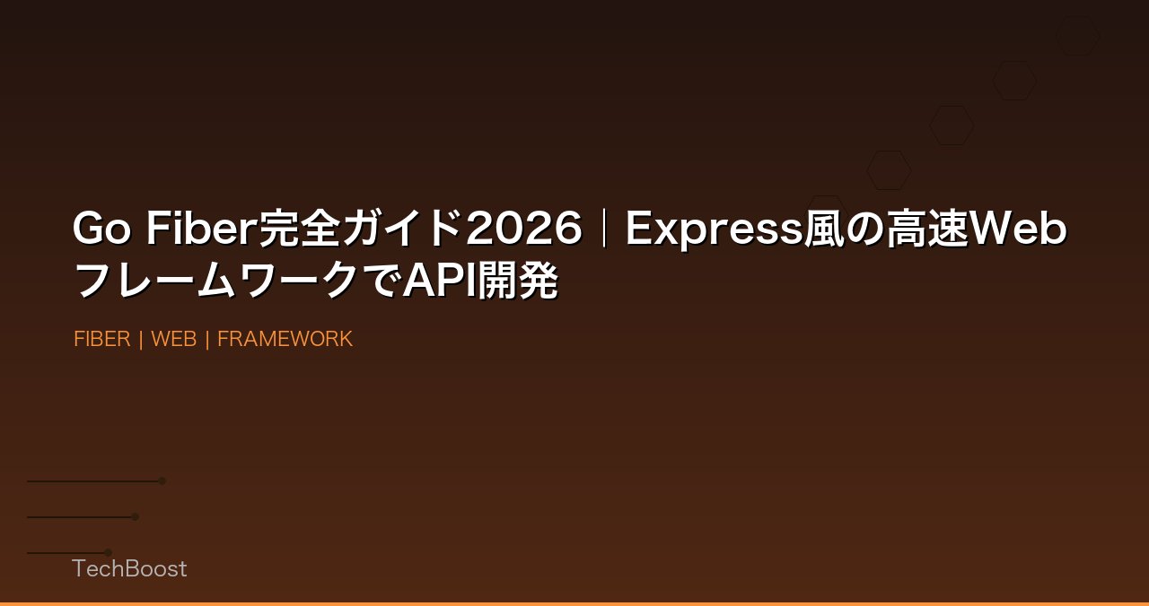 Go Fiber完全ガイド2026｜Express風の高速WebフレームワークでAPI開発