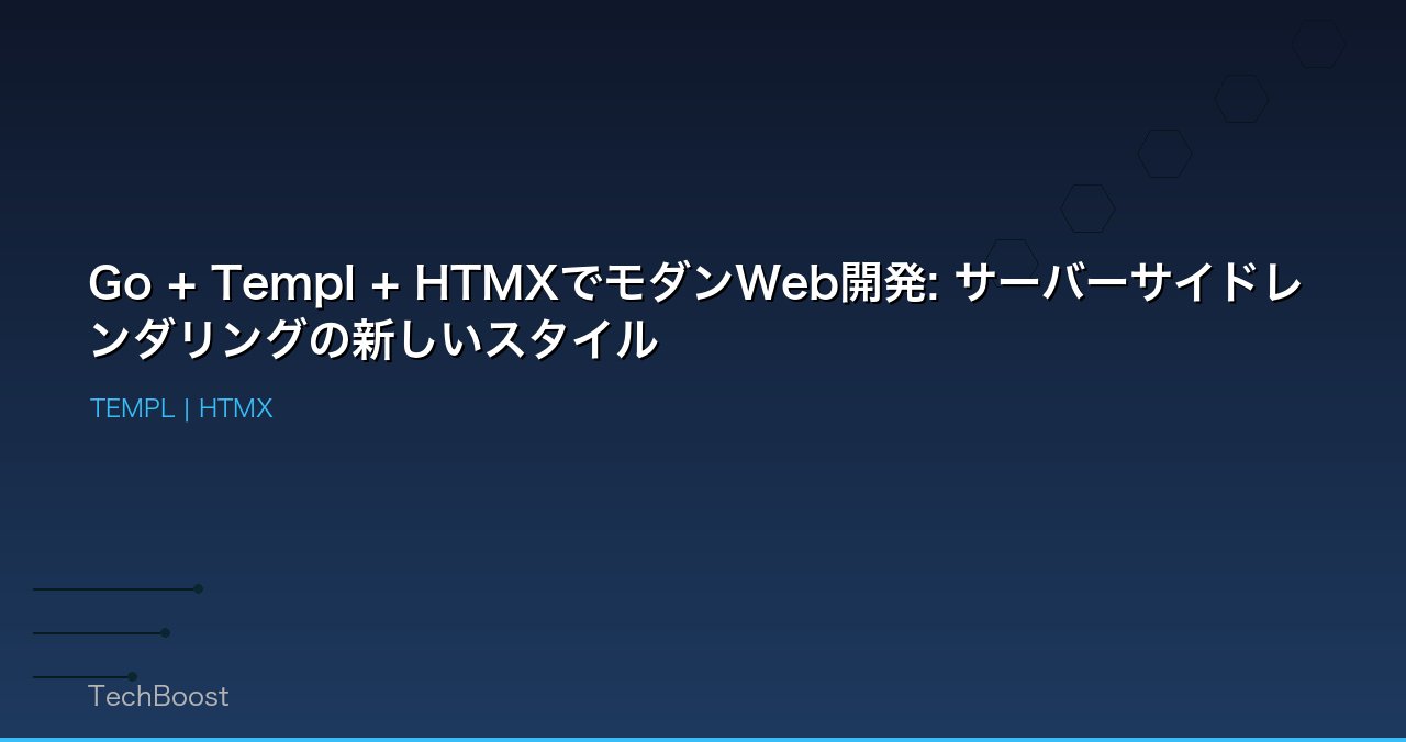 Go + Templ + HTMXでモダンWeb開発: サーバーサイドレンダリングの新しいスタイル