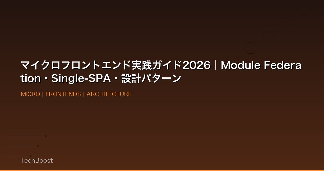 マイクロフロントエンド実践ガイド2026｜Module Federation・Single-SPA・設計パターン