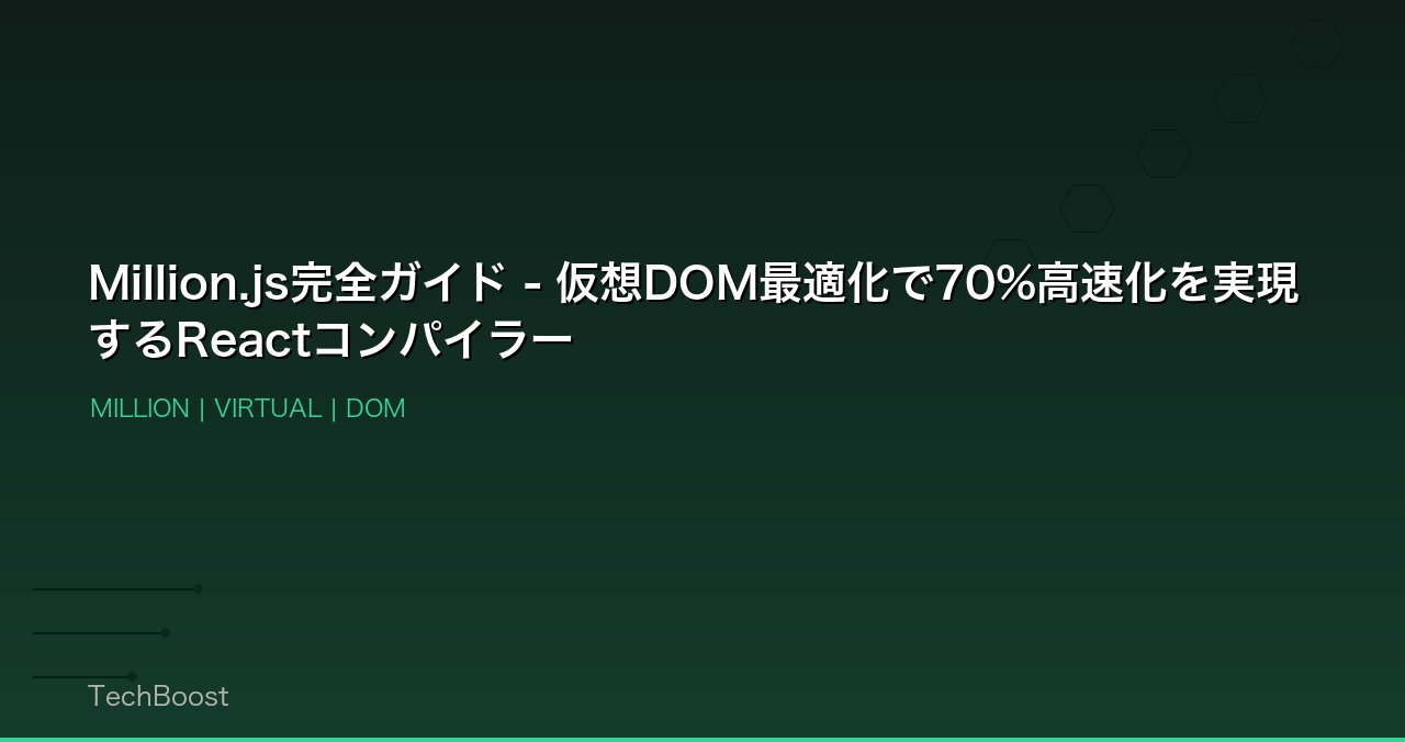 Million.js完全ガイド - 仮想DOM最適化で70%高速化を実現するReactコンパイラー