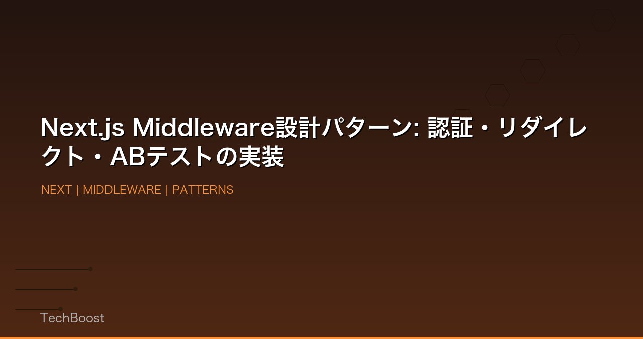 Next.js Middleware設計パターン: 認証・リダイレクト・ABテストの実装