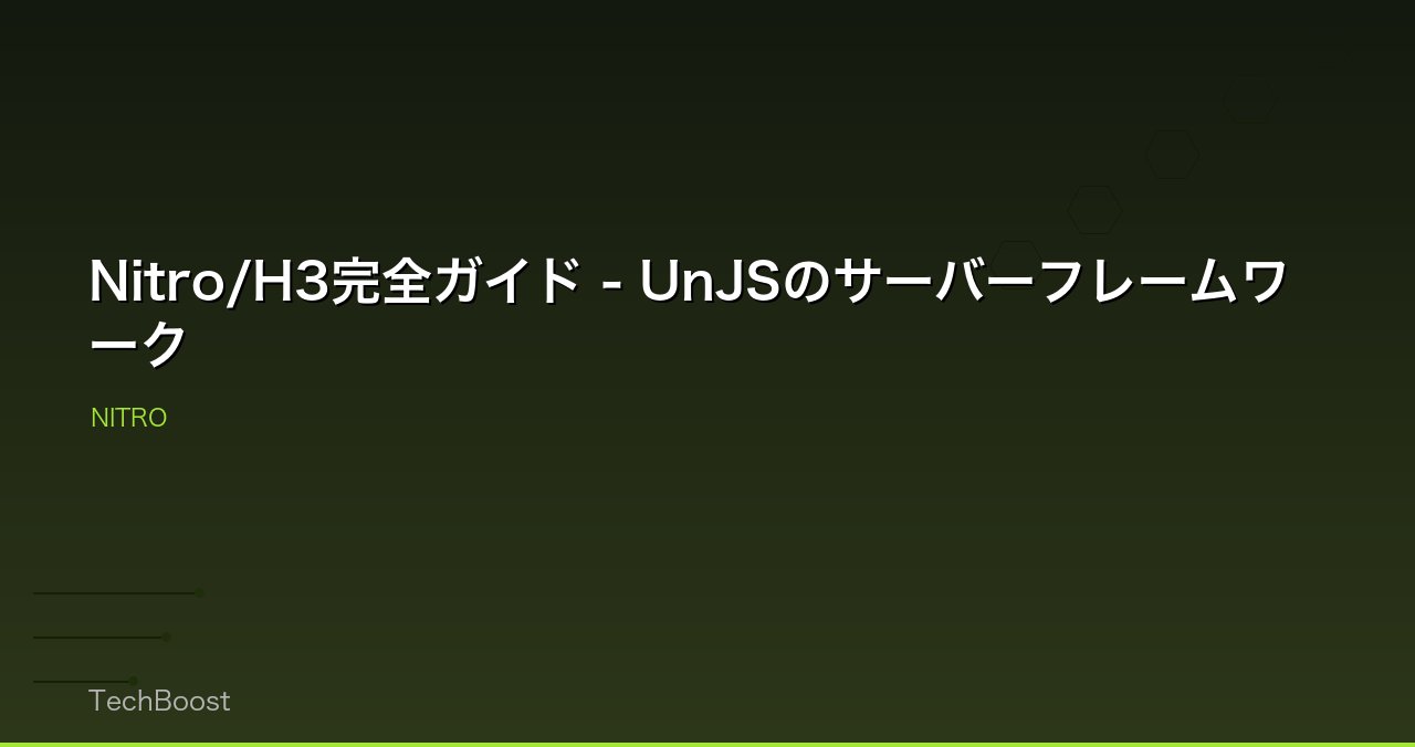 Nitro/H3完全ガイド - UnJSのサーバーフレームワーク