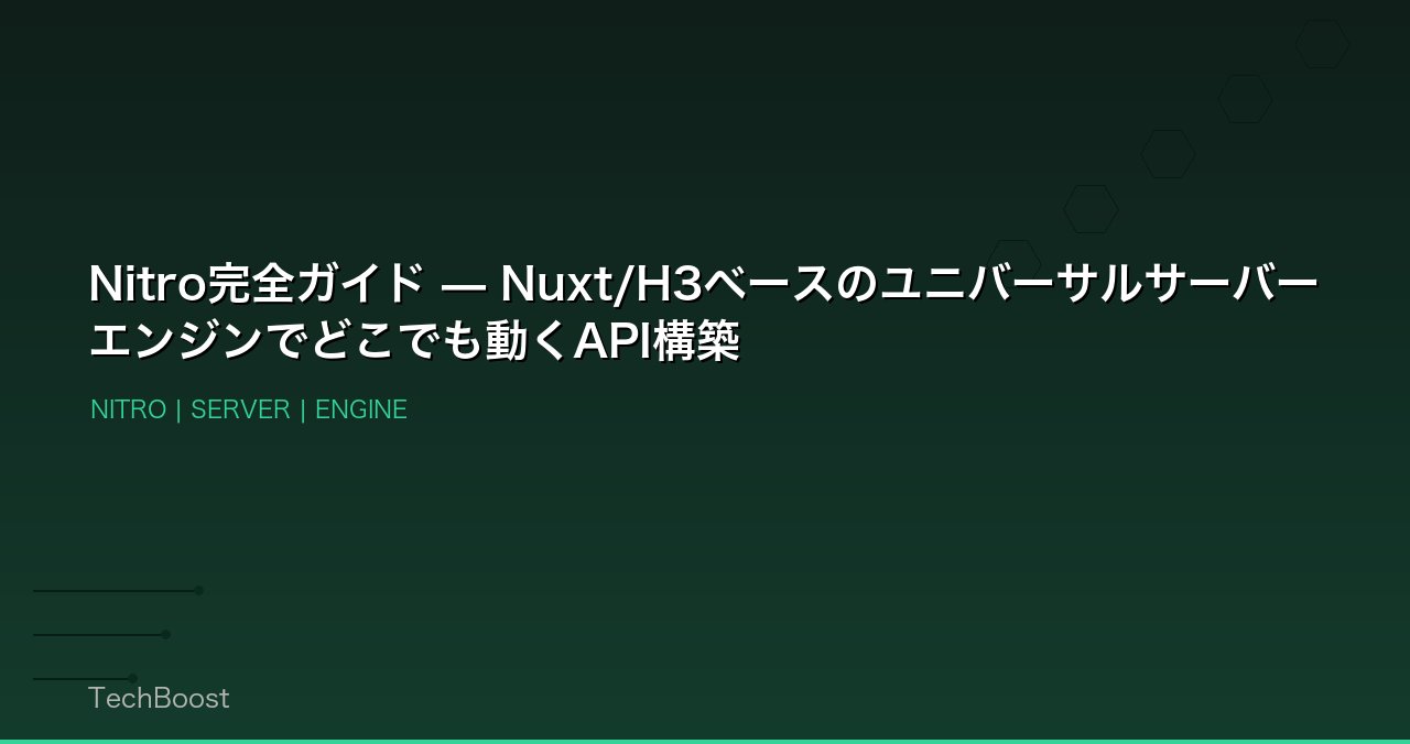 Nitro完全ガイド — Nuxt/H3ベースのユニバーサルサーバーエンジンでどこでも動くAPI構築