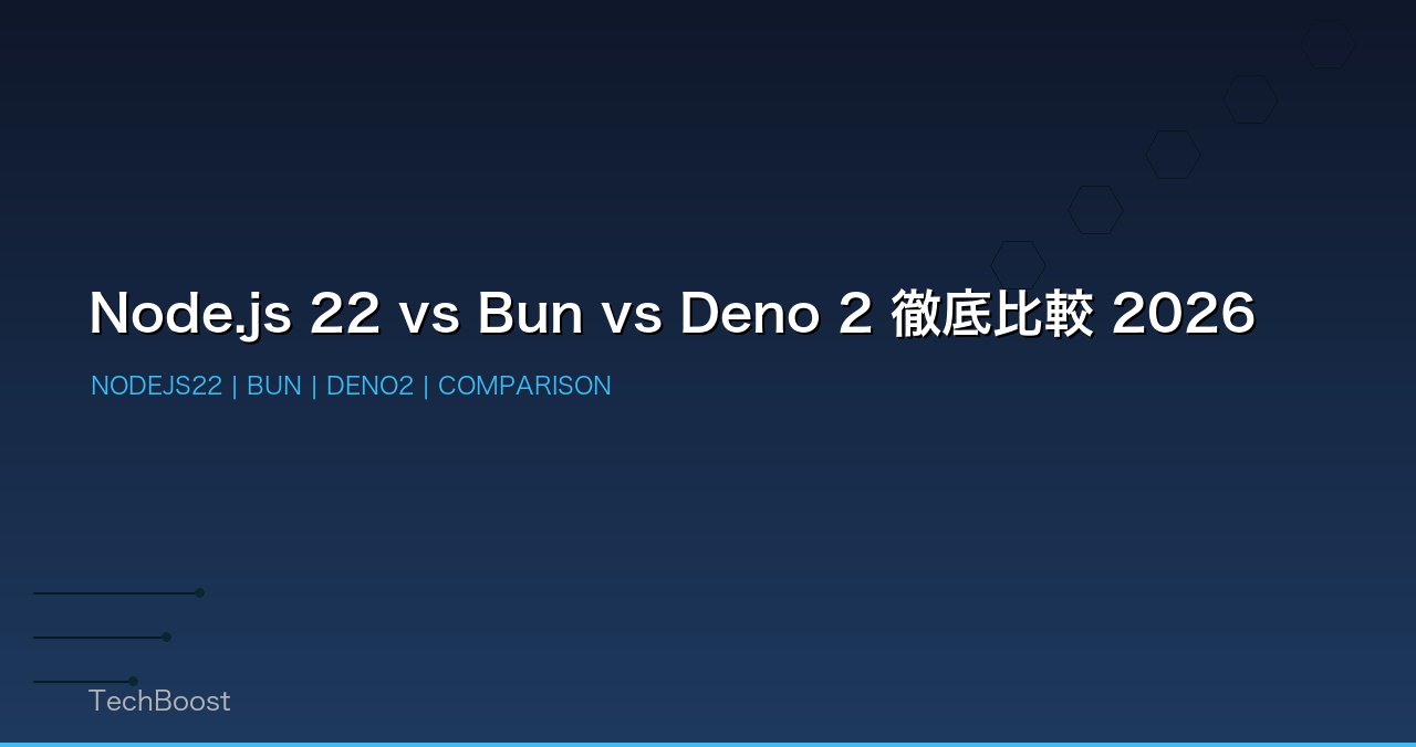 Node.js 22 vs Bun vs Deno 2 徹底比較 2026