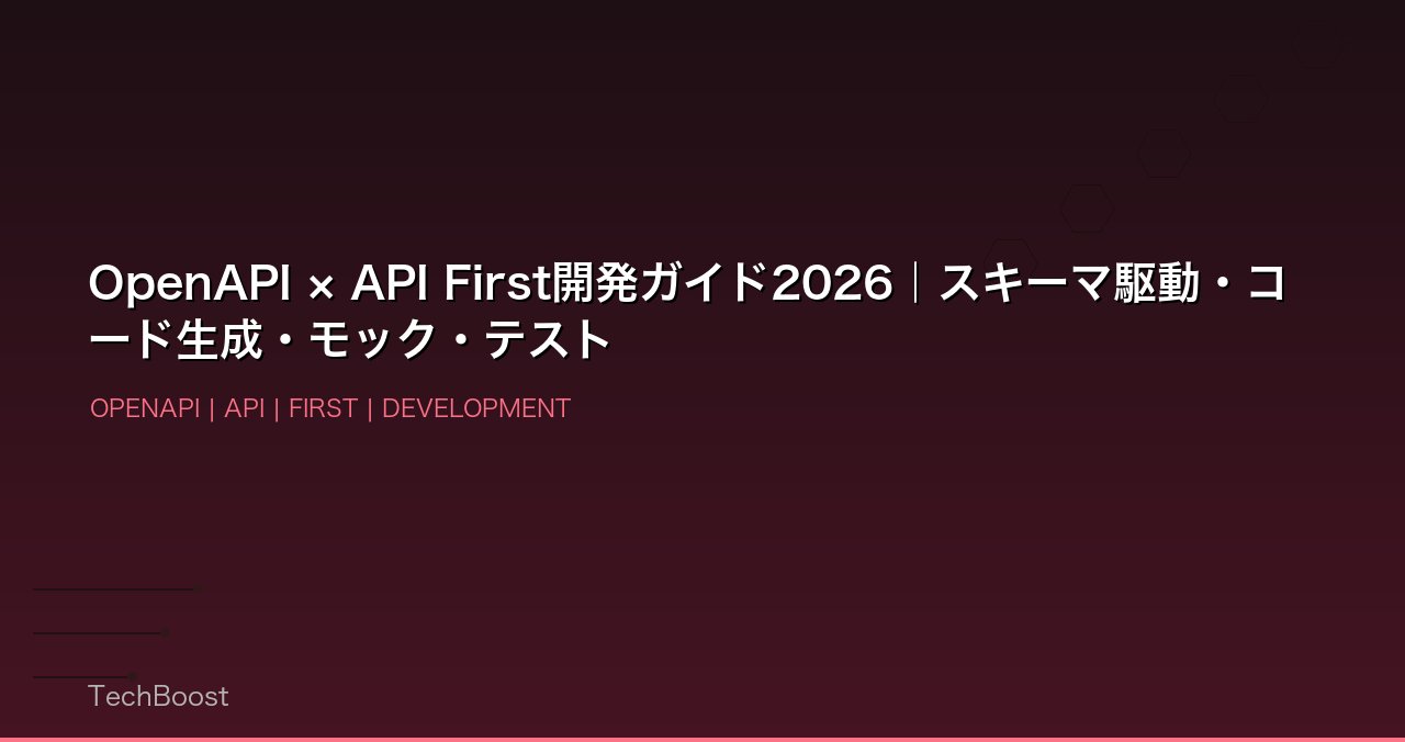 OpenAPI × API First開発ガイド2026｜スキーマ駆動・コード生成・モック・テスト