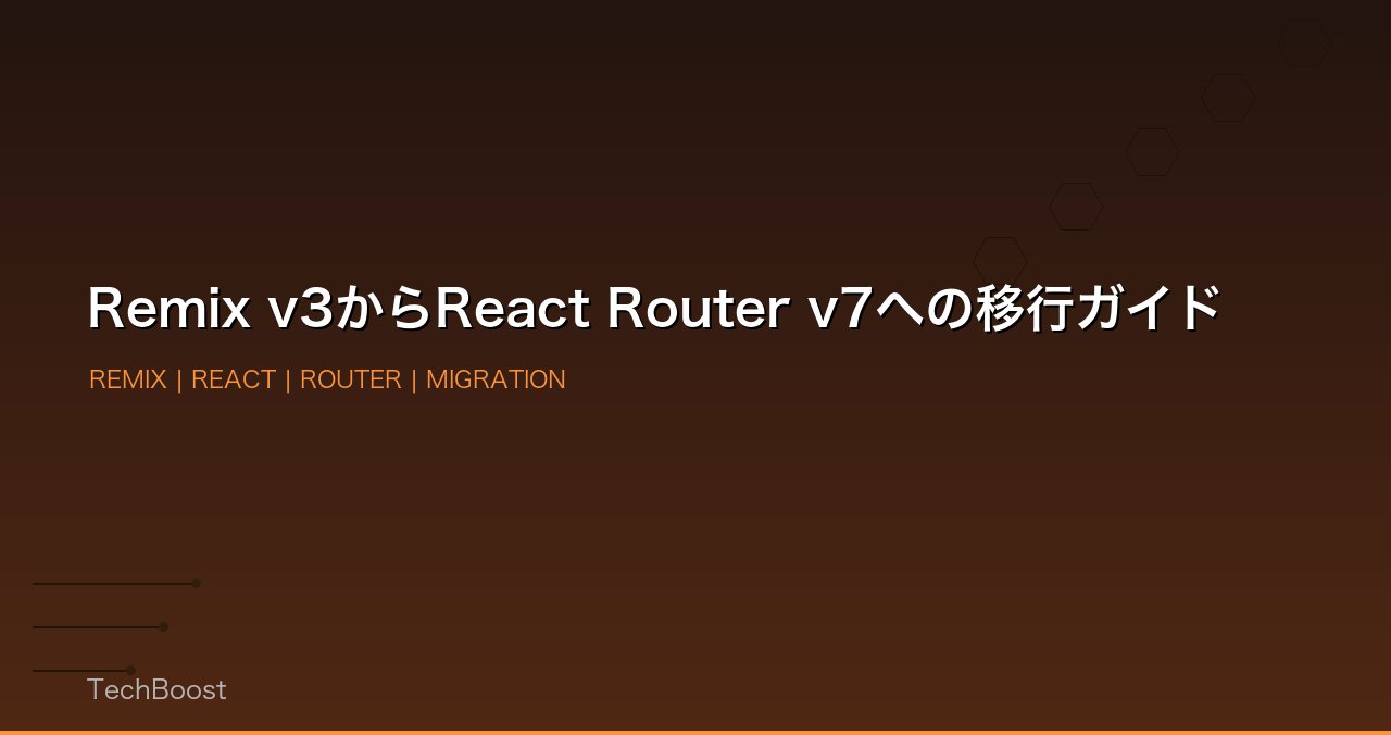 Remix v3からReact Router v7への移行ガイド