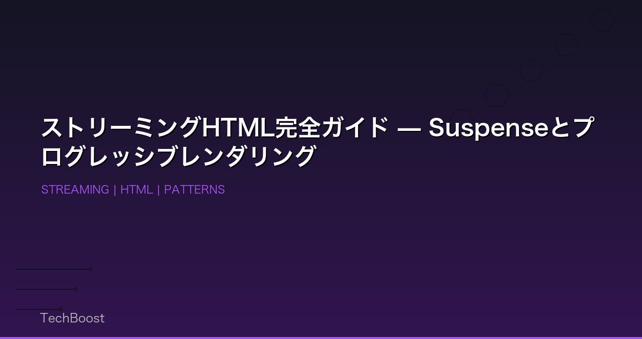 ストリーミングHTML完全ガイド — Suspenseとプログレッシブレンダリング