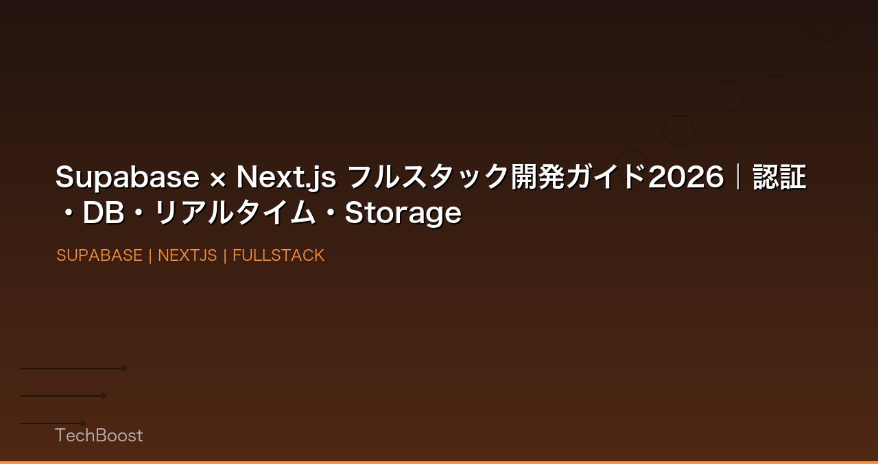 Supabase × Next.js フルスタック開発ガイド2026｜認証・DB・リアルタイム・Storage