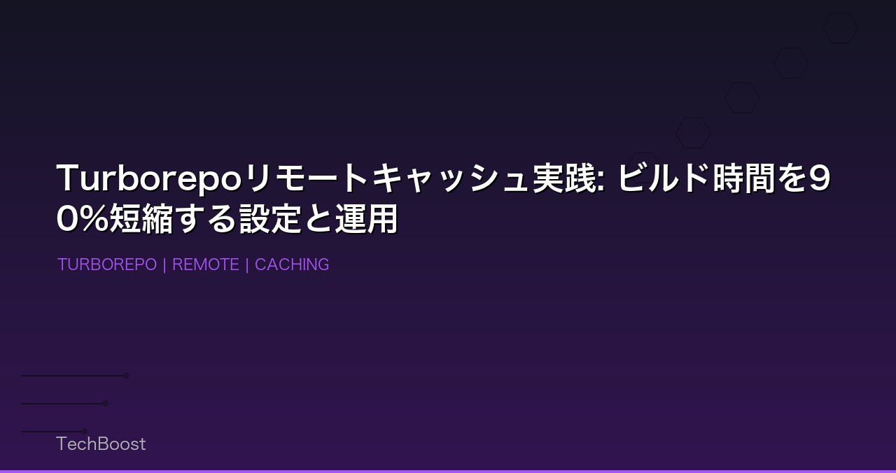 Turborepoリモートキャッシュ実践: ビルド時間を90%短縮する設定と運用