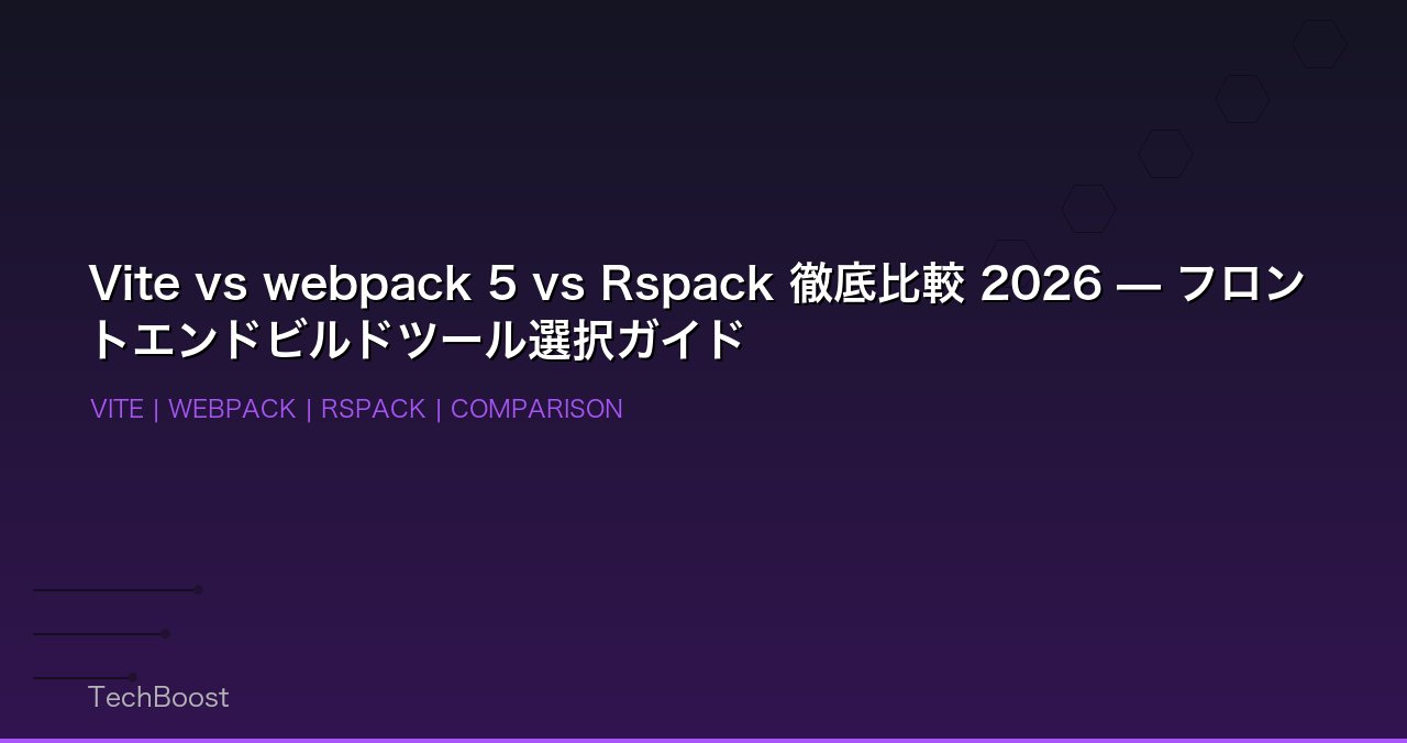 Vite vs webpack 5 vs Rspack 徹底比較 2026 — フロントエンドビルドツール選択ガイド
