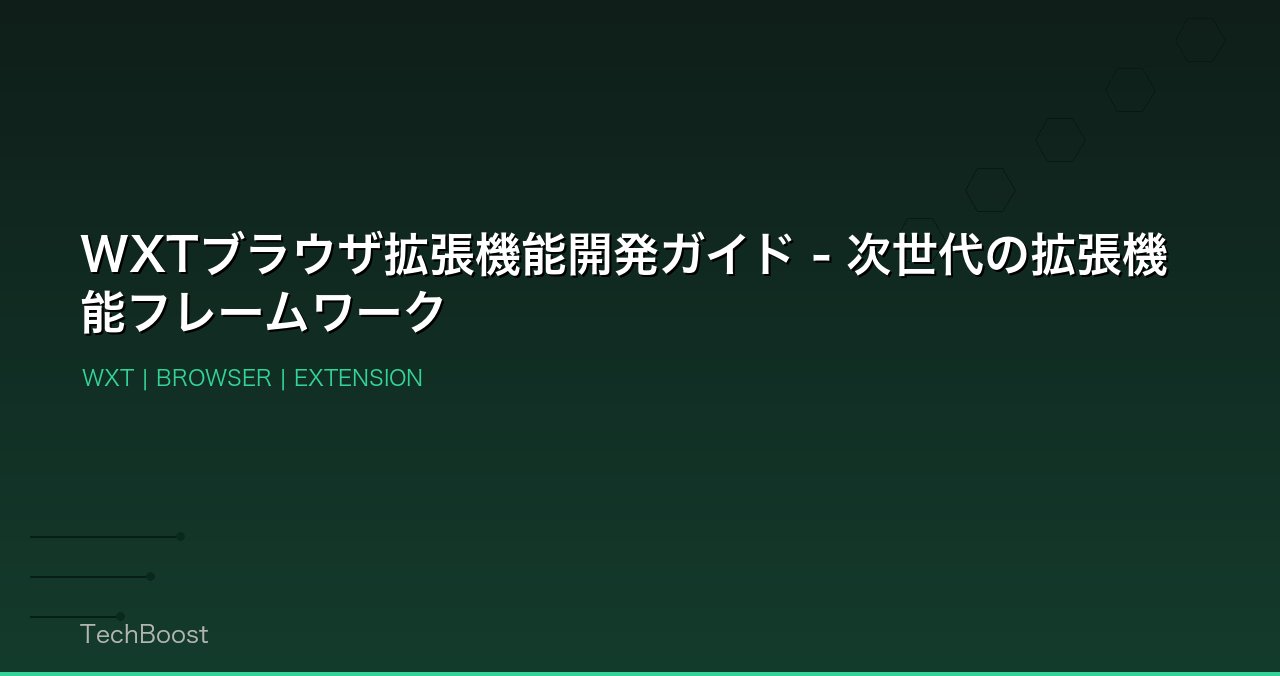 WXTブラウザ拡張機能開発ガイド - 次世代の拡張機能フレームワーク